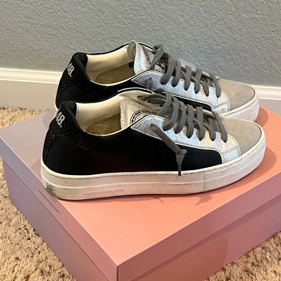 P448, Silver/Black Sneakers, Size 39 - Picture 2 of 9